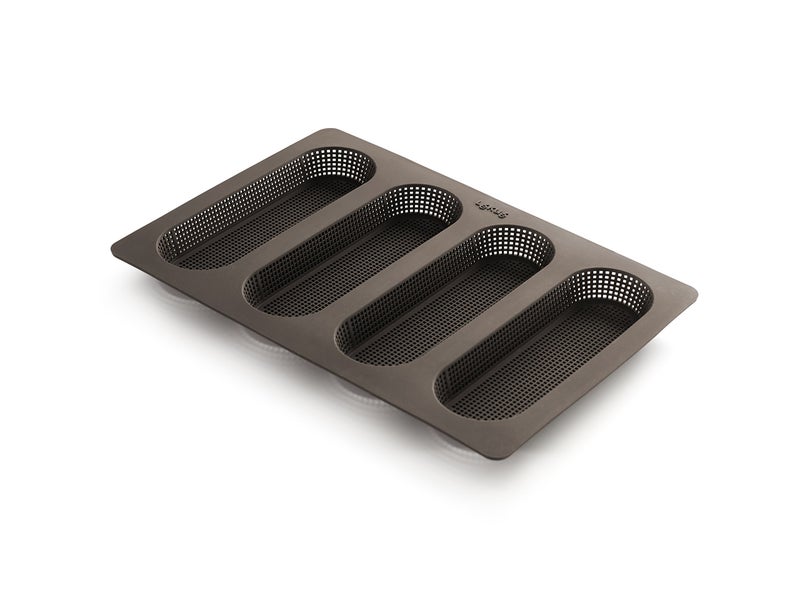 Lekue 4 Cavity Micro Perforated Mini Baguette Baking Pan, Brown - Image 3